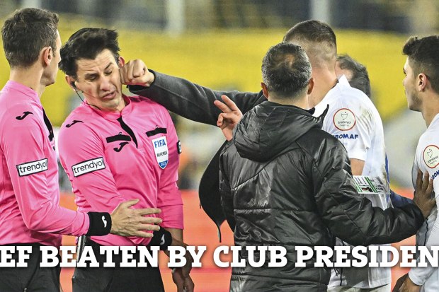 Horror moment referee is floored by punch from CLUB PRESIDENT who gets arrested